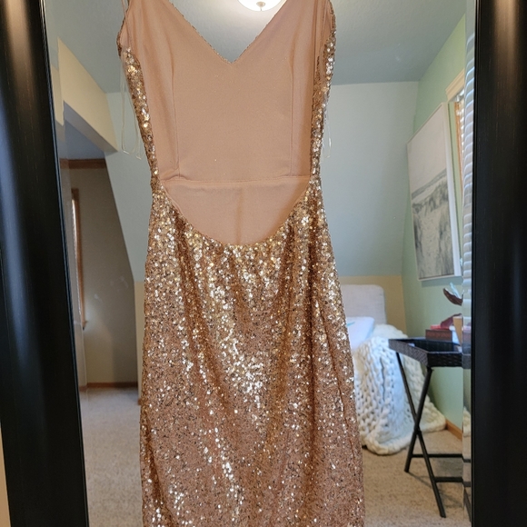 Gold Sequined Night Out Dress- Small - Picture 5 of 7